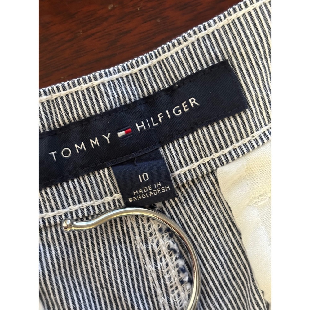 Tommy Hilfiger Womens Seersucker Wide Leg Crop Pants 10 Preppy Nautical Coastal - Picture 3 of 8